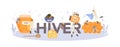 Hiver typographic header. Professional farmer with hive and honey