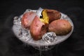 Hiyashi yakiimo  cold baked sweet potatoes , Japanese dessert. Royalty Free Stock Photo