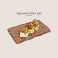 Hiyayakko is Japanese chilled tofu, hand draw sketch vector