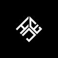HJE letter logo design on black background. HJE creative initials letter logo concept. HJE letter design Royalty Free Stock Photo