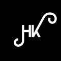 HK letter logo design on black background. HK creative initials letter logo concept. hh letter design. HK white letter design on Royalty Free Stock Photo