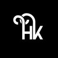 HK letter logo design on black background. HK creative initials letter logo concept. hh letter design. HK white letter design on Royalty Free Stock Photo
