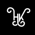 HK letter logo design on black background. HK creative initials letter logo concept. hh letter design. HK white letter design on Royalty Free Stock Photo