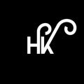 HK letter logo design on black background. HK creative initials letter logo concept. hh letter design. HK white letter design on Royalty Free Stock Photo