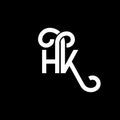 HK letter logo design on black background. HK creative initials letter logo concept. hh letter design. HK white letter design on Royalty Free Stock Photo