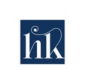 HK typography vector monogram in calligraphy style Royalty Free Stock Photo