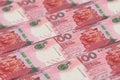 100 HKD. Currency of Hong Kong banknotes background