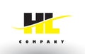 HL H L Black and Yellow Letter Logo with Swoosh.