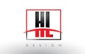 HL H L Logo Letters with Red and Black Colors and Swoosh.