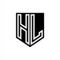 HL Logo monogram shield geometric white line inside black shield color design