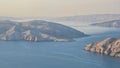 Hlam - Aerial sunrise view of idyllic island Prvic in Baska, Krk Island, Primorje-Gorski Kotar, Croatia, Europe Royalty Free Stock Photo