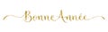 BONNE ANNEE gold glitter calligraphy banner. HAPPY NEW YEAR in French. Royalty Free Stock Photo