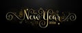 HAPPY NEW YEAR 2024 gold and black calligraphy banner card Royalty Free Stock Photo