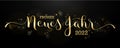 FROHES NEUES JAHR 2022 gold calligraphy banner. HAPPY NEW YEAR 2022 in German. Royalty Free Stock Photo