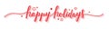 HAPPY HOLIDAYS red brush calligraphy banner with stars Royalty Free Stock Photo