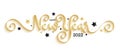 HAPPY NEW YEAR 2022 gold calligraphy banner