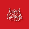 SEASON`S GREETINGS red and white brush calligraphy card Royalty Free Stock Photo
