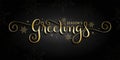 SEASON`S GREETINGS metallic gold brush calligraphy banner card Royalty Free Stock Photo