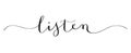 LISTEN black brush calligraphy banner