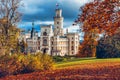 Hluboka Castle, historic chateau in Hluboka nad Vltavou in South Bohemia, Czech Republic. Famous Czech castle Hluboka nad Vltavou Royalty Free Stock Photo