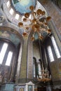 Hlukhiv, Ukraine - October 16, 2021: The interior of Church of Three Saint Anastasias, an an Orthodox temple in Glukhov, built in Royalty Free Stock Photo