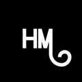 HM letter logo design on black background. HM creative initials letter logo concept. hm letter design. HM white letter design on Royalty Free Stock Photo