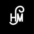 HM letter logo design on black background. HM creative initials letter logo concept. hm letter design. HM white letter design on Royalty Free Stock Photo