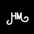 HM letter logo design on black background. HM creative initials letter logo concept. hm letter design. HM white letter design on Royalty Free Stock Photo