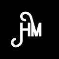 HM letter logo design on black background. HM creative initials letter logo concept. hm letter design. HM white letter design on Royalty Free Stock Photo