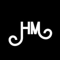 HM letter logo design on black background. HM creative initials letter logo concept. hm letter design. HM white letter design on Royalty Free Stock Photo