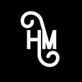HM letter logo design on black background. HM creative initials letter logo concept. hm letter design. HM white letter design on Royalty Free Stock Photo
