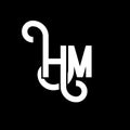 HM letter logo design on black background. HM creative initials letter logo concept. hm letter design. HM white letter design on Royalty Free Stock Photo