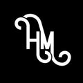 HM letter logo design on black background. HM creative initials letter logo concept. hm letter design. HM white letter design on Royalty Free Stock Photo