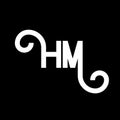 HM letter logo design on black background. HM creative initials letter logo concept. hm letter design. HM white letter design on Royalty Free Stock Photo