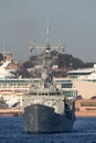 HMAS Darwin FFG 04 Adelaide-class guided-missile frigate of the Royal Australian Navy in Sydney Harbor