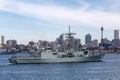 HMAS Darwin FFG 04 Adelaide-class guided-missile frigate of the Royal Australian Navy in Sydney Harbor