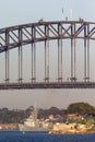 HMAS Darwin FFG 04 Adelaide-class guided-missile frigate of the Royal Australian Navy under the Sydney Harbor bridge