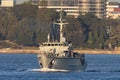 HMAS Huon M 82 Huon Class Minehunter Coastal vessel of the Royal Australian Navy in Sydney Harbor