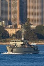 HMAS Huon M 82 Huon Class Minehunter Coastal vessel of the Royal Australian Navy in Sydney Harbor