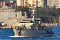 HMAS Huon M 82 Huon Class Minehunter Coastal vessel of the Royal Australian Navy in Sydney Harbor