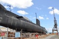 HMAS OVENS: Oberon Class Submarine and Gantry Crane