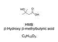 HMB, beta-Hydroxy beta-methylbutyric acid, chemical formula Royalty Free Stock Photo