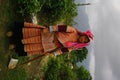 Hmong flower girl returning from the fields