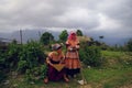 Hmong flower girls returning from the fields