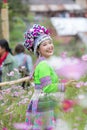 Hmong girl in beautiful dress colorful and fashion mixed between new and old culture ,is handmade for Hmong new year festival