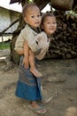 Hmong girl with brother, Laos