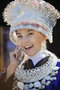 Hmong girl with mobile phone Royalty Free Stock Photo