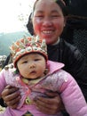 Hmong Mother and daughter in remote mountain village, Guizhou province, China.