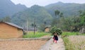 A Hmong woman carry grass to home in Hagiang, Vietnam