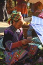 hmong woman counting money in Bac Ha market Royalty Free Stock Photo